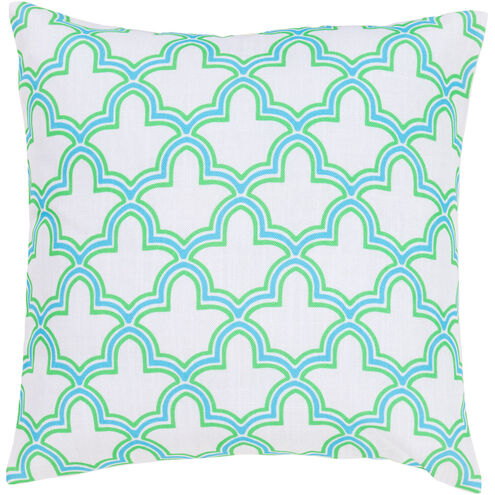 Marji 22 inch White, Sky Blue, Grass Green Pillow Kit