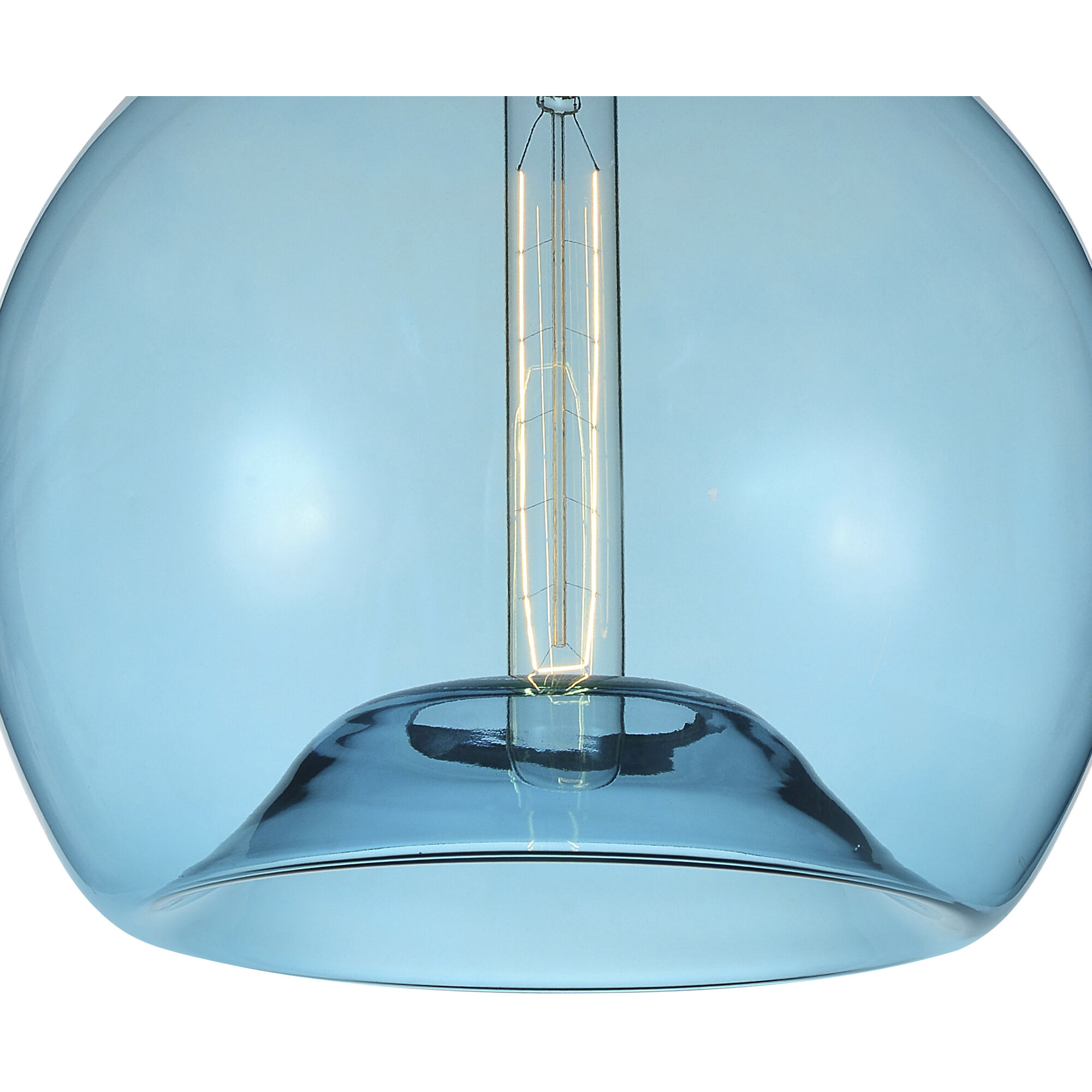 Glass 1 Light 12 inch Black Down Mini Pendant Ceiling Light in Blue