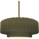 Radiance Collection - Pleated Tier Pendant Ceiling Light in Black Cord, Polished Brass, Replaceable Bulb, Matte Green, 14.5W x 5.25H, Form+Finish+Function
