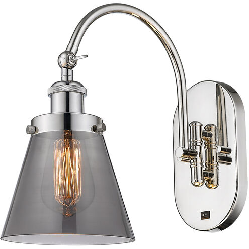 Franklin Restoration Cone LED 6.25 inch Polished Nickel Sconce Wall Light in Plated Smoke Glass