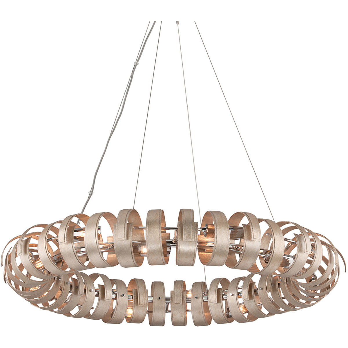 Recoil 14 Light 48.5 inch Textured Silver Leaf Pendant Ceiling Light
