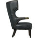 Heracles Black Leather, Antique Brass and Dark Walnut Occasional Chair