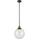 Franklin Restoration Beacon 1 Light 10 inch Black Antique Brass Mini Pendant Ceiling Light in Incandescent, Seedy, Franklin Restoration