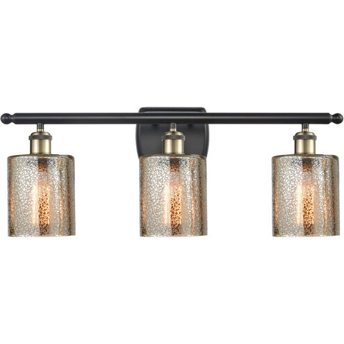 Ballston Cobbleskill LED 26 inch Black Antique Brass Bath Vanity Light Wall Light in Mercury Glass, Ballston