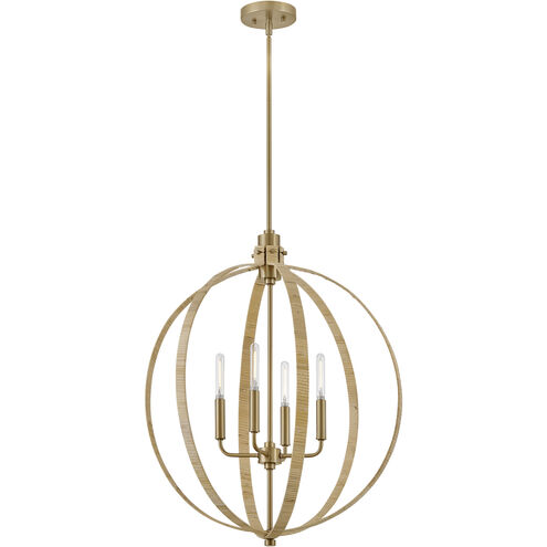 Fallon 4 Light 24 inch Lacquered Brass with Bamboo Chandelier Ceiling Light