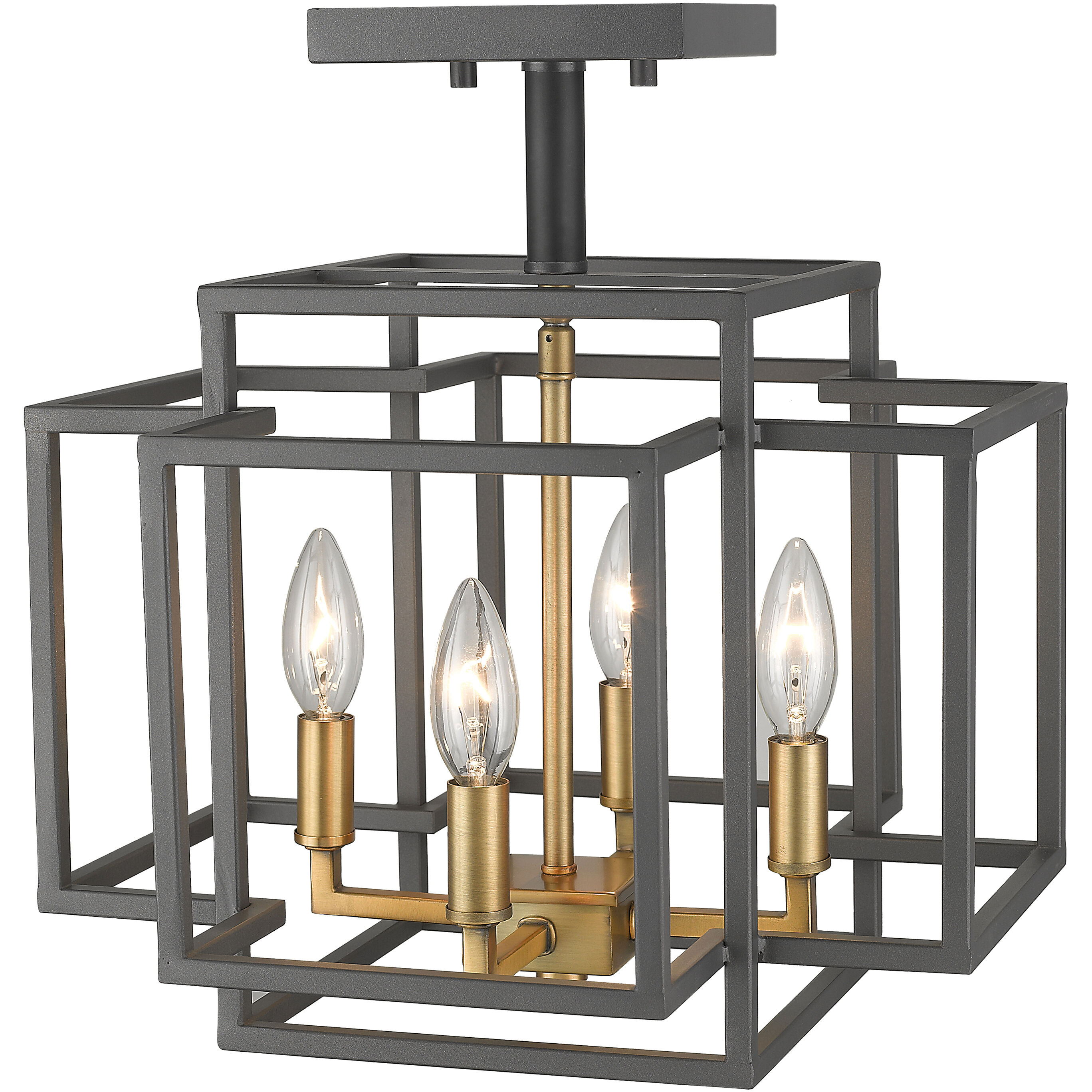 Titania 4 Light 14 inch Bronze and Olde Brass Semi Flush Mount Ceiling Light