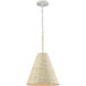 Abaca 1 Light 12 inch Textured White Pendant Ceiling Light