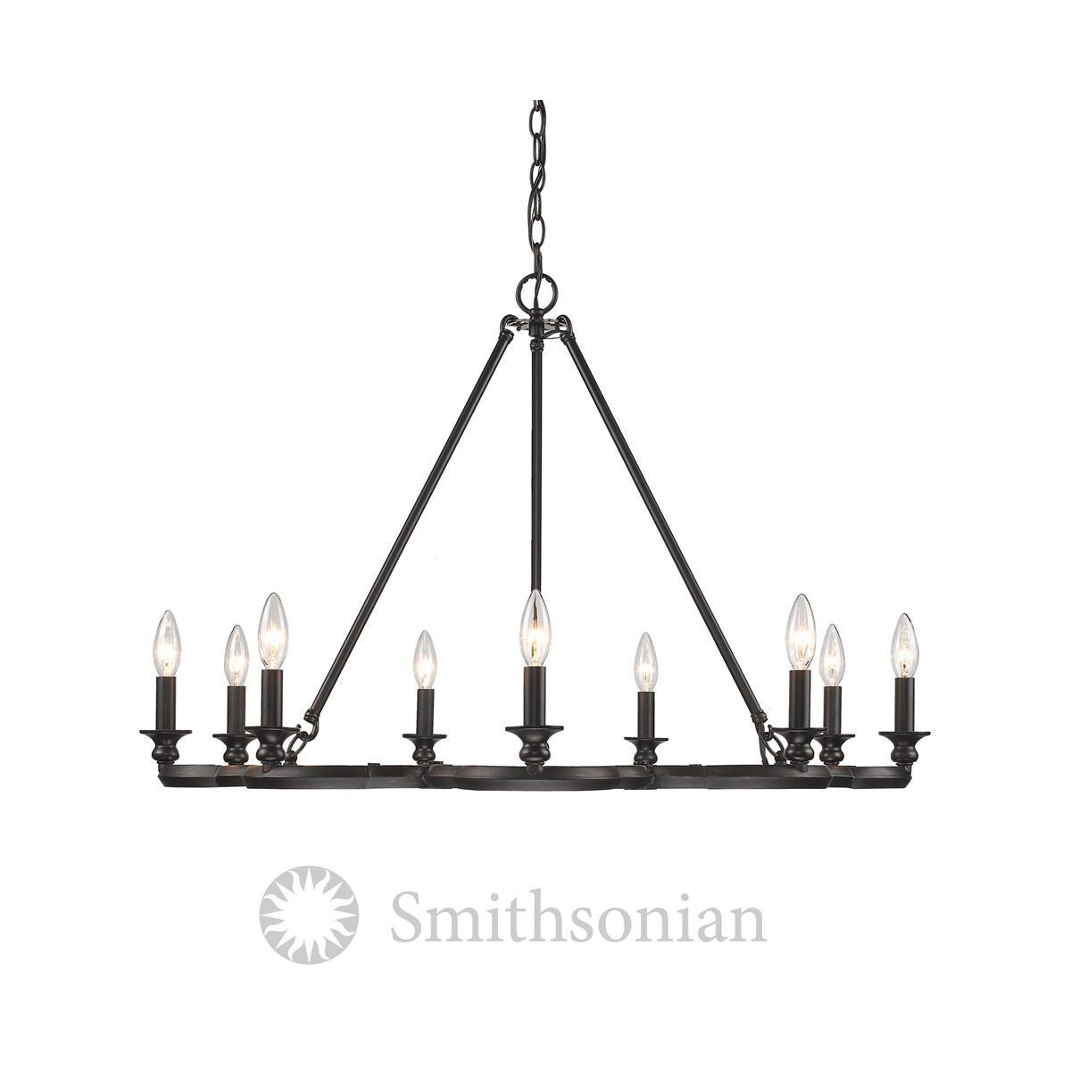 Saxon 9 Light 35 inch Aged Bronze Chandelier Ceiling Light, Large