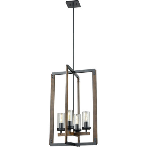 Okanagan 4 Light 18 inch Buffed Nickel and Barnwood Foyer Ceiling Light