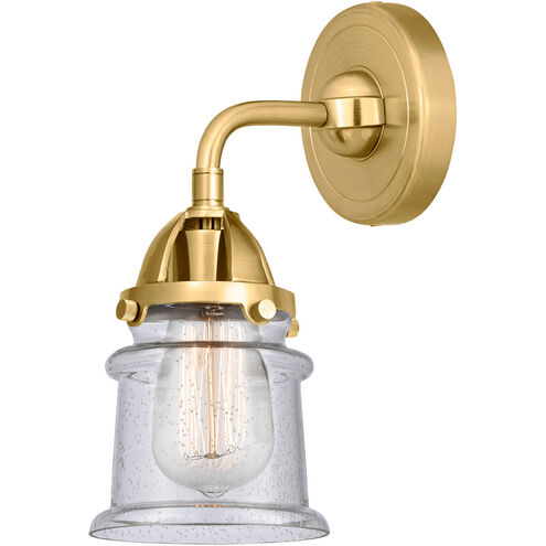 Nouveau 2 Small Canton 1 Light 5 inch Satin Gold Sconce Wall Light in Seedy Glass