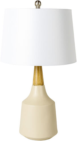 Kent 27.25 inch 100 watt Cream and Wood Table Lamp Portable Light