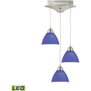 Piatto LED 11 inch Satin Nickel Mini Pendant Ceiling Light in Blue