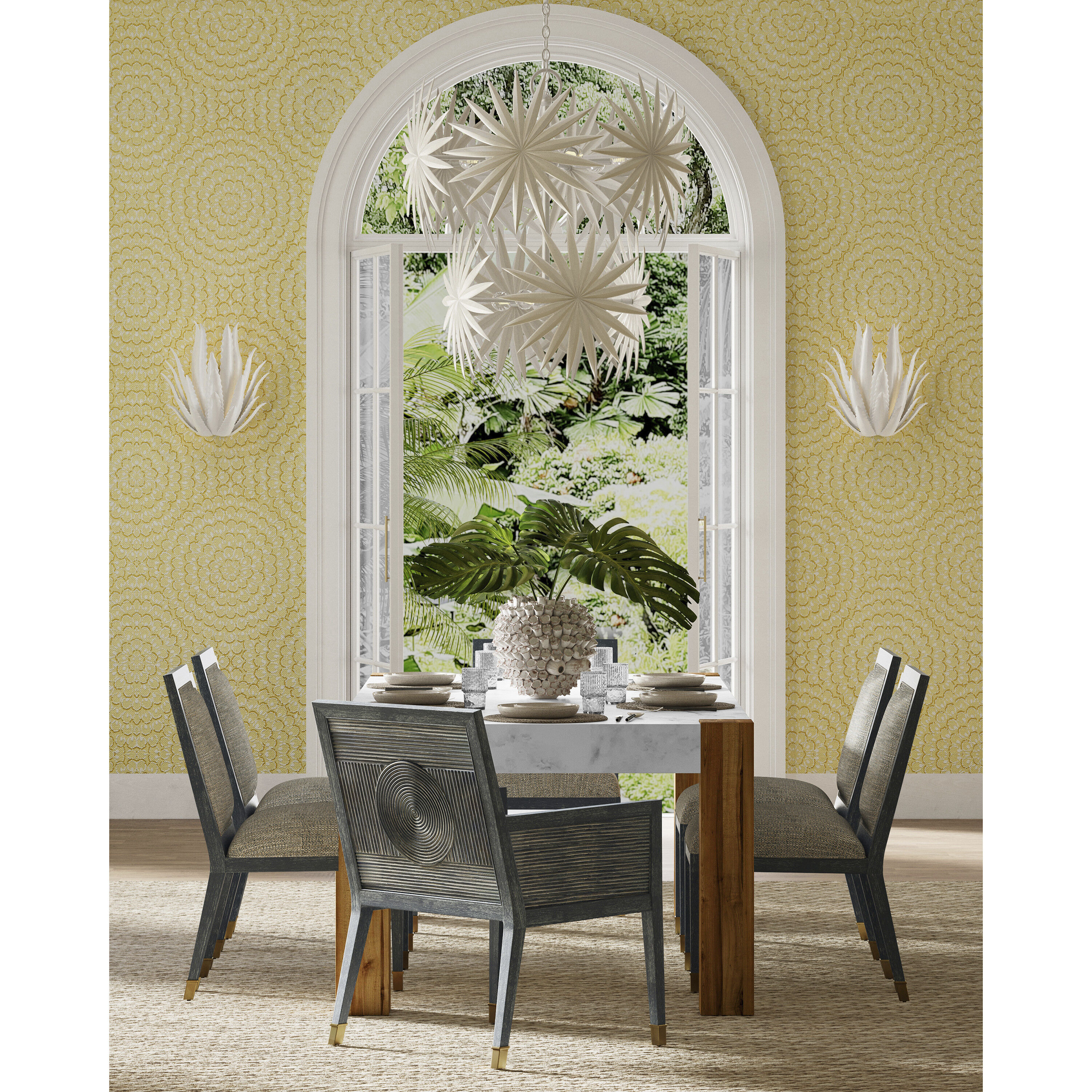 Bismarkia 10 Light 30 inch Gesso White Chandelier Ceiling Light, Medium, Marjorie Skouras Collection