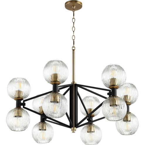 Helios 12 Light 33 inch Noir/Aged Brass Chandelier Ceiling Light