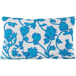 Floretta 26 X 16 inch Crema with Teal Lumbar Pillow, Cover Only