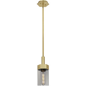 Claverack 1 Light 5 inch Brushed Brass Pendant Ceiling Light in Plated Smoke Glass