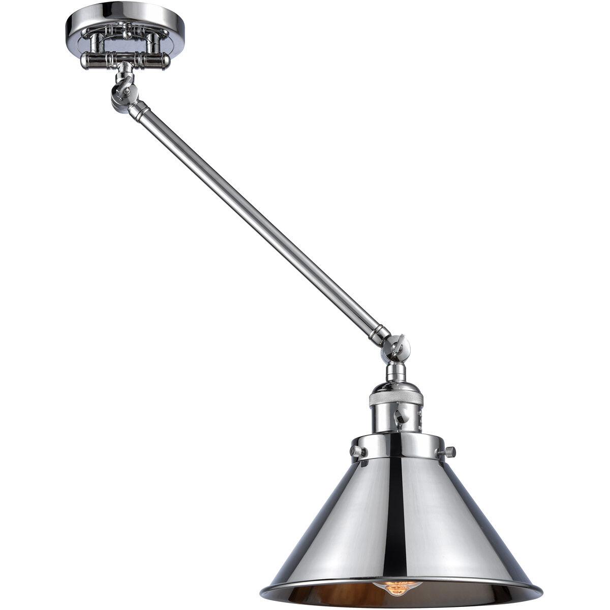 Briarcliff 21 inch 100 watt Polished Chrome Swing Arm Wall Light, Franklin Restoration