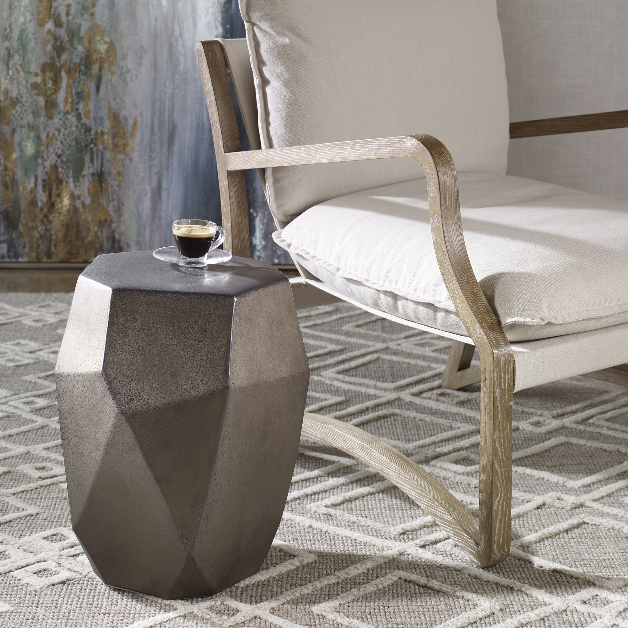 Maquette Garden 18 inch Aged Golden Bronze Garden Stool