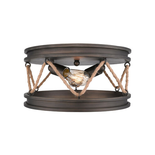 Chatham 2 Light 14 inch Gunmetal Bronze Flush Mount Ceiling Light, Damp