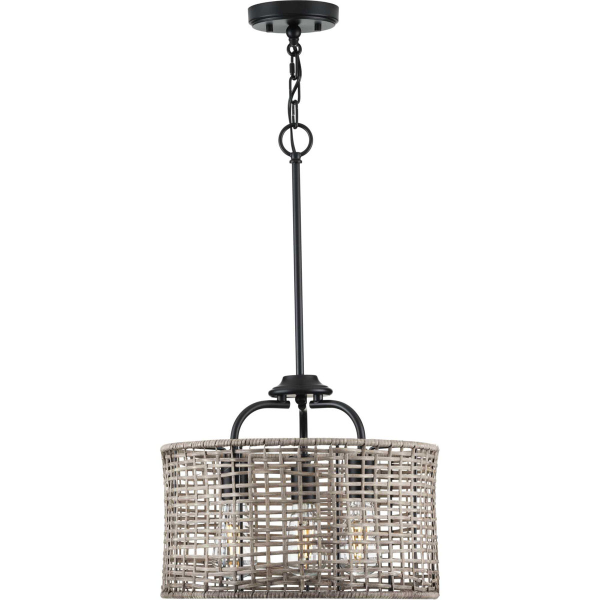 Lavelle 3 Light 16 inch Matte Black Semi Flush Mount Ceiling Light, Pendant Convertible