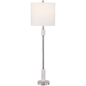 Sussex 35 inch 100.00 watt Plated Polished Nickel and White Marble Buffet Lamp Portable Light