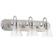 Fort Worth 3 Light 24 inch Satin Nickel Vanity Light Wall Light in Clear Seeded, Quorum Home