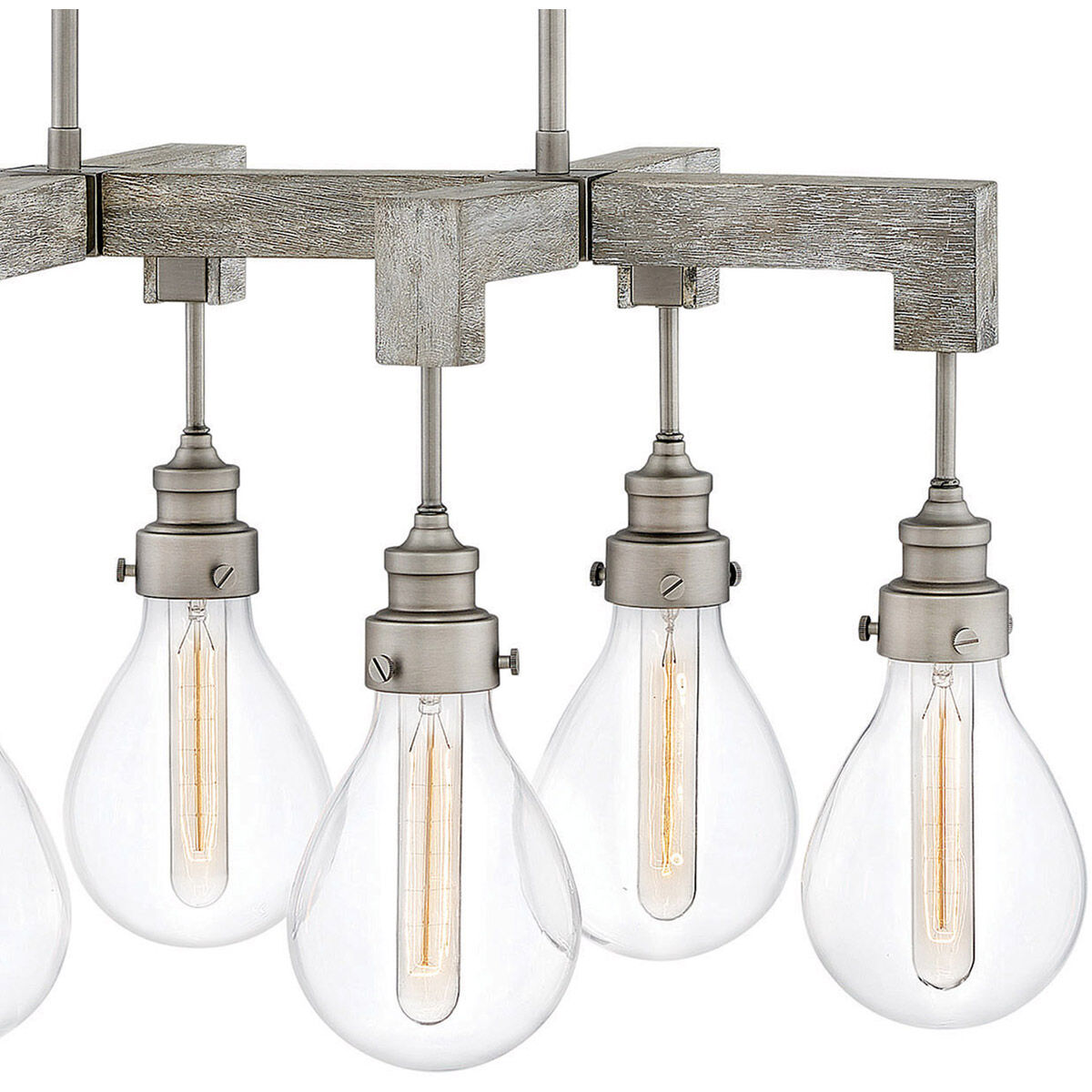Denton 6 Light 29.75 inch Pewter with Driftwood Gray Indoor Linear Chandelier Ceiling Light