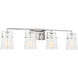Drew & Jonathan Crofton 4 Light 33.38 inch Chrome Vanity Light Wall Light in Clear Crackle Glass