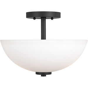 Oslo 2 Light 13.5 inch Midnight Black Convertible Pendant Semi-Flush Ceiling Light, Convertible