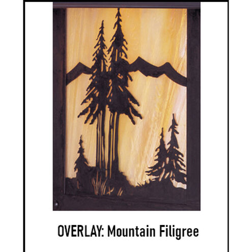 Timber Ridge 1 Light 13 inch Antique Brass Column Mount in White Opalescent, Mountain Filigree