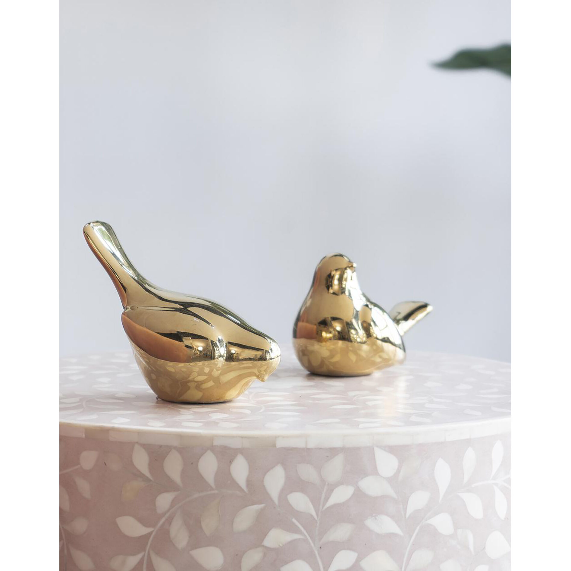 Chirp Bird Gold Table Decor, Set of 2