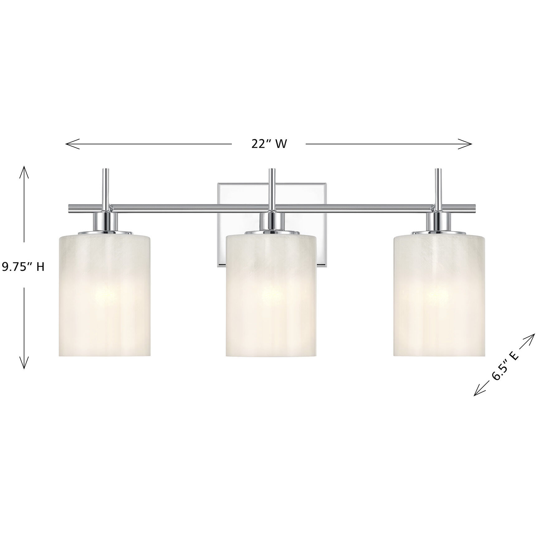 Modern 3 Light 22 inch Chrome Bathroom Vanity Light Wall Light