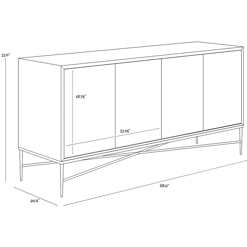 Algarve 68 X 20 inch Black / Champagne Gold Sideboard