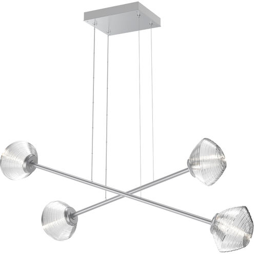 Mesa LED Classic Silver Linear Multi-Pendant Ceiling Light in 3000K LED, Clear, Double Moda