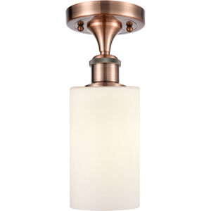 Ballston Clymer LED 4 inch Antique Copper Semi-Flush Mount Ceiling Light in Matte White Glass, Ballston