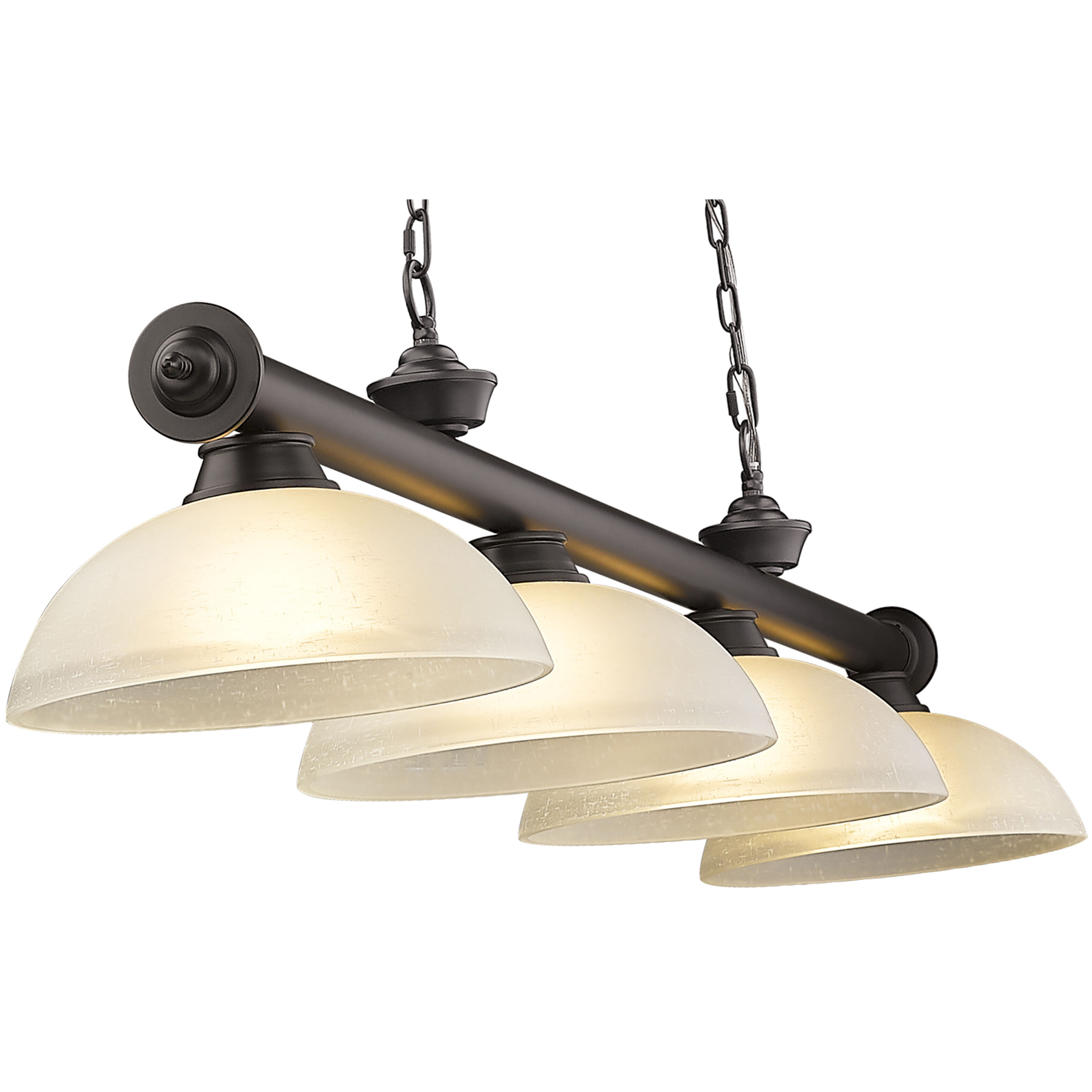 Cordon 4 Light 81.25 inch Bronze Billiard Ceiling Light in White Linen Glass