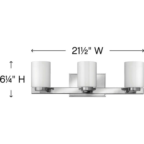 Miley 3 Light 22 inch Chrome Vanity Light Wall Light in Cased Opal