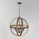 Compass 4 Light 22.5 inch Antique Pecan and Black Single Pendant Ceiling Light