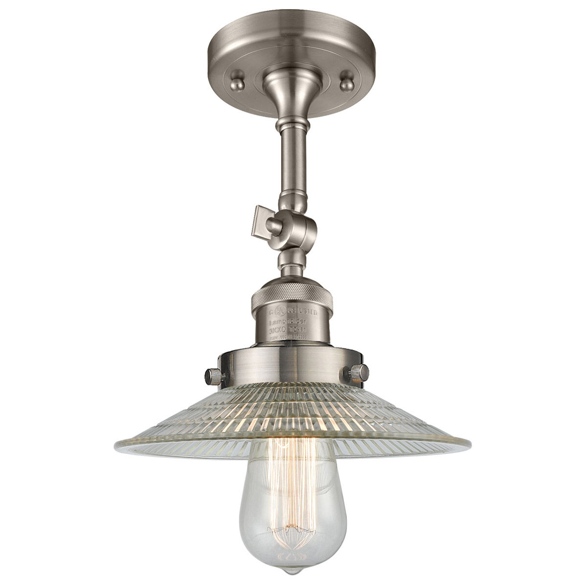 Franklin Restoration Halophane LED 8.5 inch Brushed Satin Nickel Sconce Wall Light in Clear Halophane Glass, Franklin Restoration