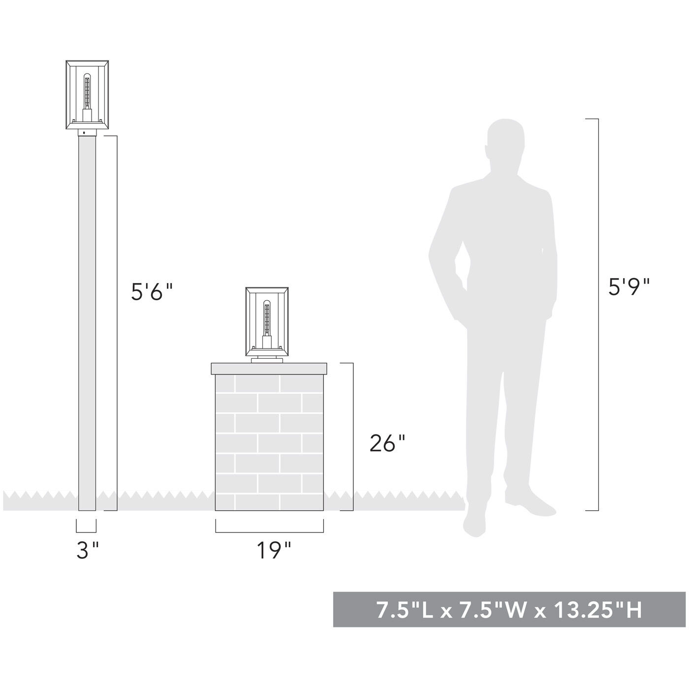 Smyth 1 Light 7.5 inch Natural Black Outdoor Post in Seeded Glass
