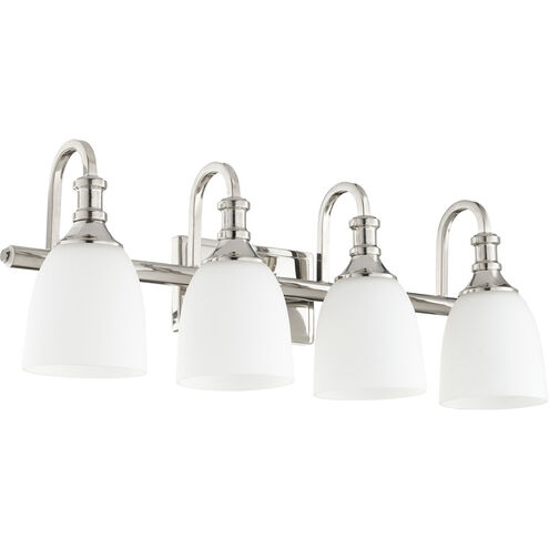 Richmond 4 Light 28 inch Polished Nickel Vanity Light Wall Light in Satin Opal
