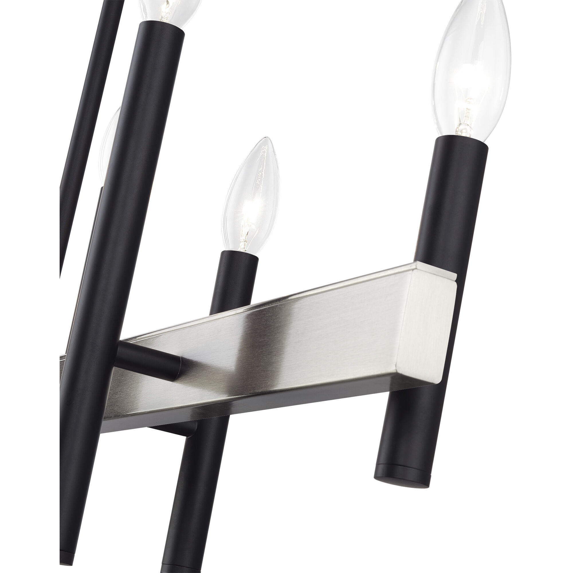 Denmark 8 Light 48 inch Black with Brushed Nickel Accents Linear Chandelier Ceiling Light