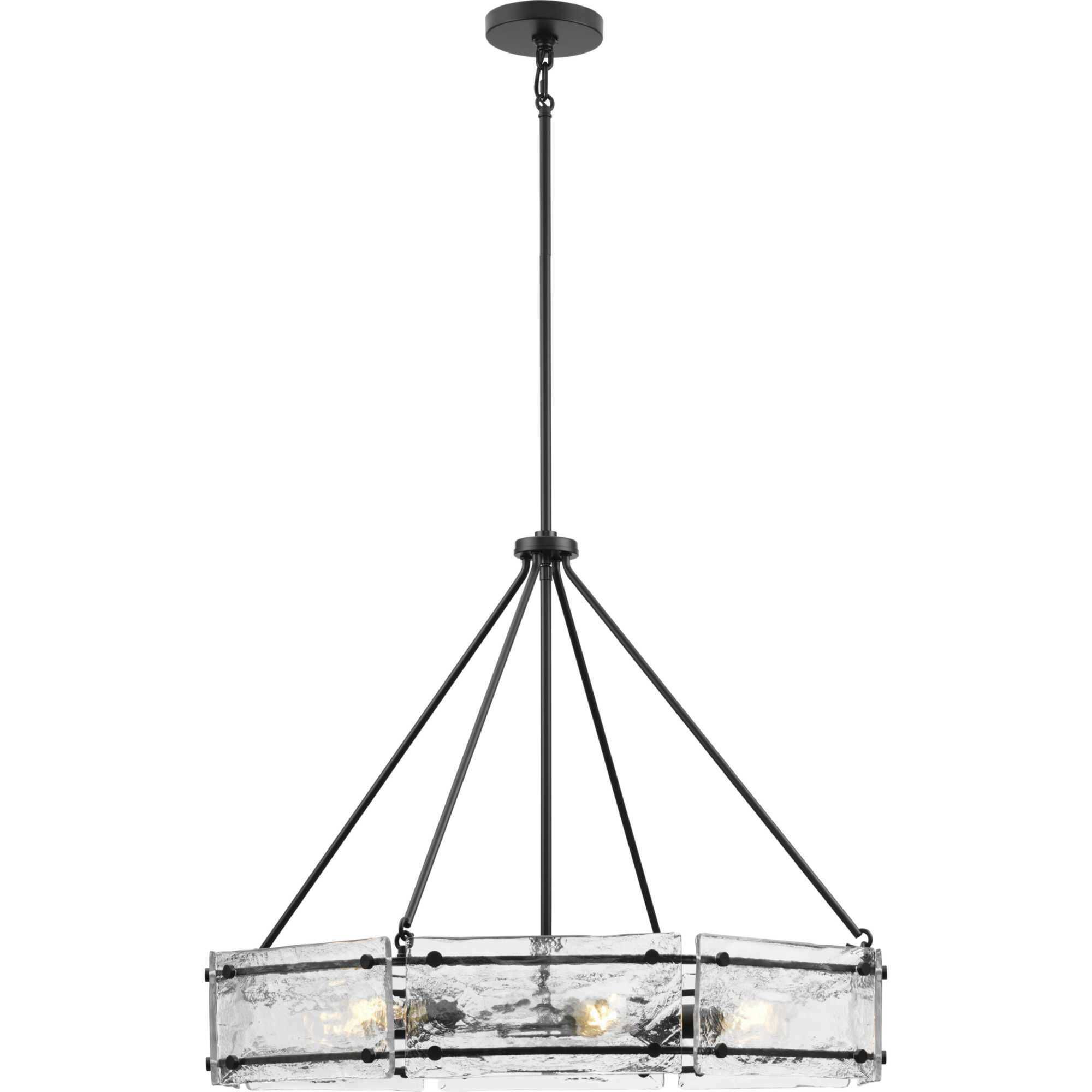 Rivera 6 Light 30 inch Matte Black Chandelier Ceiling Light, Design Series