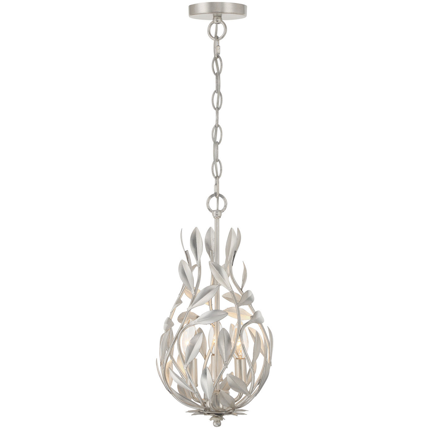 Broche 3 Light 9 inch Antique Silver Chandelier Ceiling Light