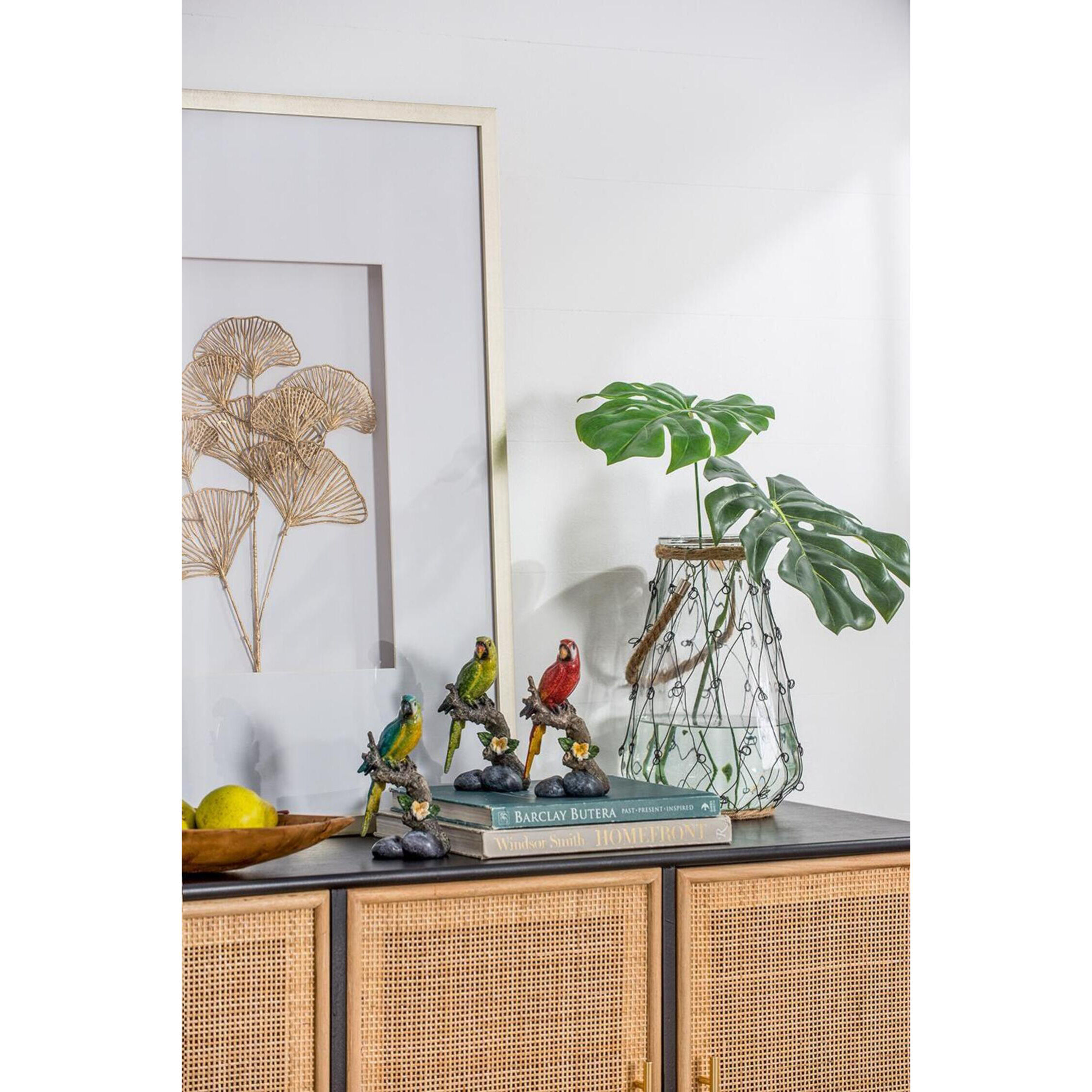 Macaw Brown and Multi-Color Figurine, Set of 3