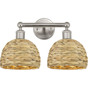 Edison Woven Rattan 2 Light 17.00 inch Bathroom Vanity Light