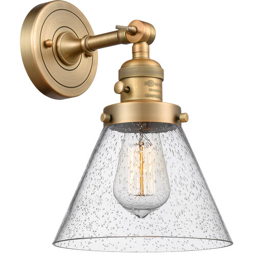Franklin Restoration Large Cone LED 8 inch Brushed Brass Sconce Wall Light, Franklin Restoration