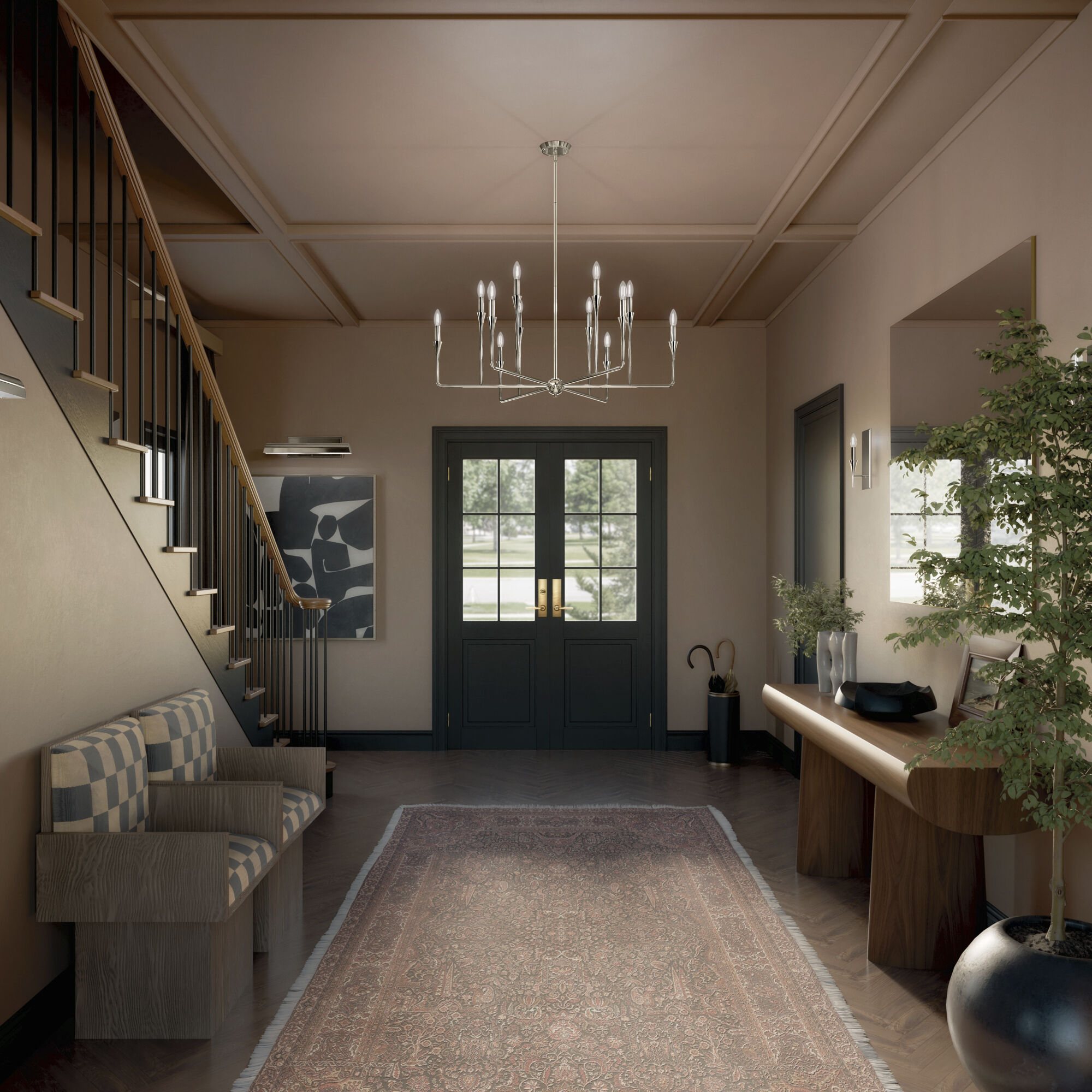 Alvaro 12 Light Polished Nickel Chandelier Multi Tier Ceiling Light, Multi Tier