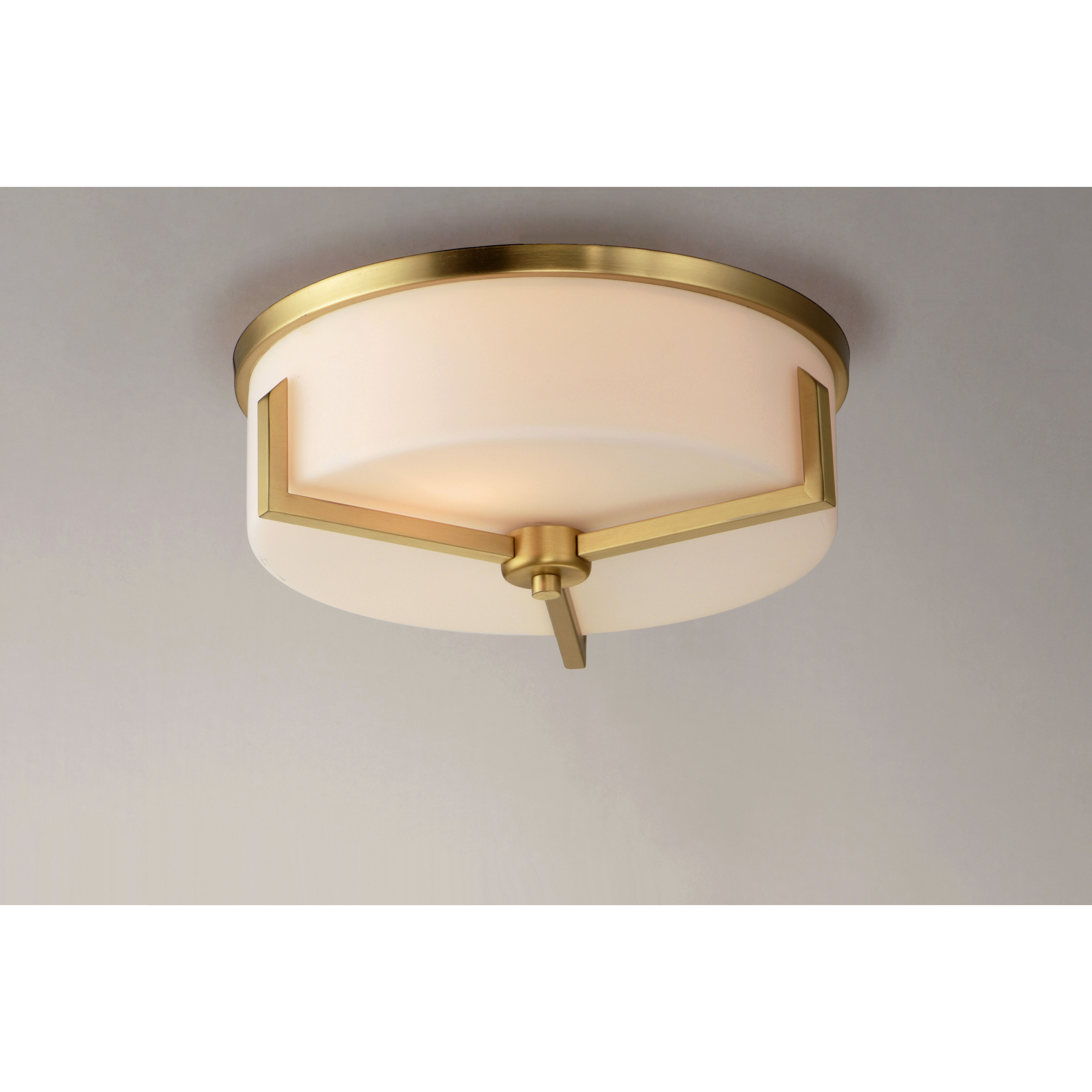 Dart 3 Light 14 inch Satin Brass Flush Mount Ceiling Light