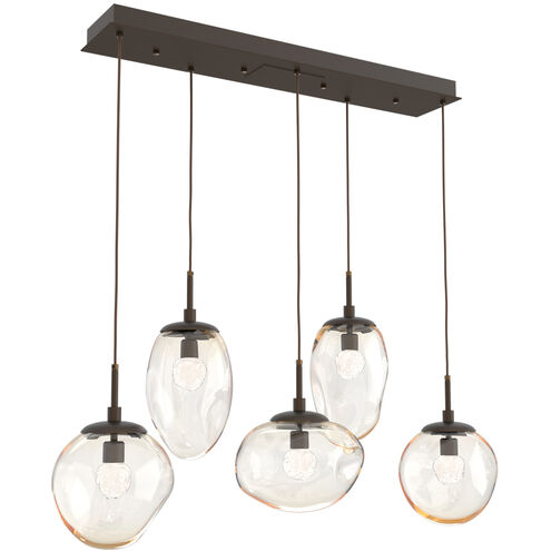 Cosmos LED LED Flat Bronze Linear Pendant Ceiling Light in 2700K LED, Floret Inner - Amber Outer, Multi-Port